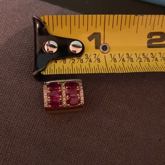 Vintage 14k yellow gold pendant with 6 ruby stones slider with bag - Picture 13 of 15